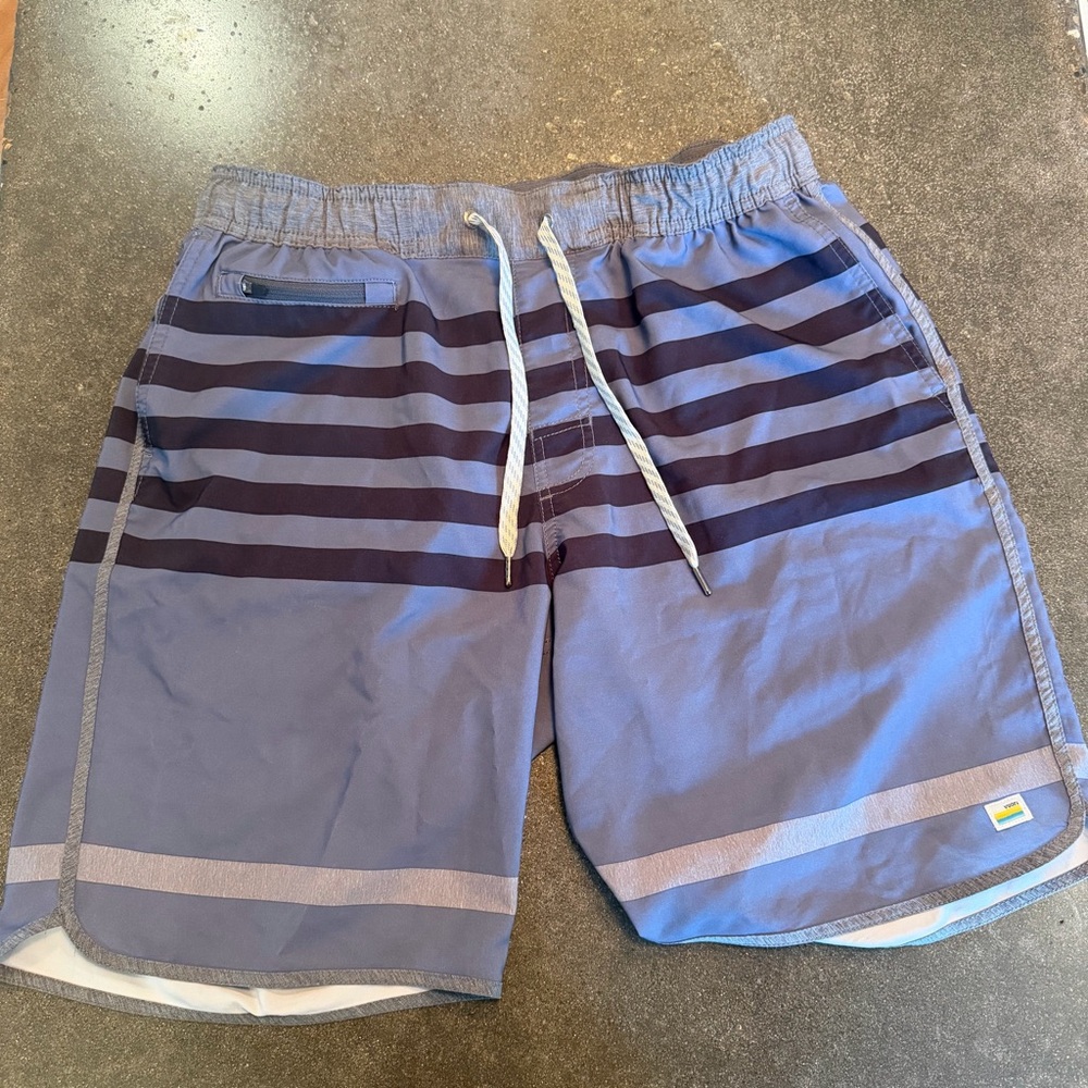 Vuori men’s Blue Striped Swim Trunks